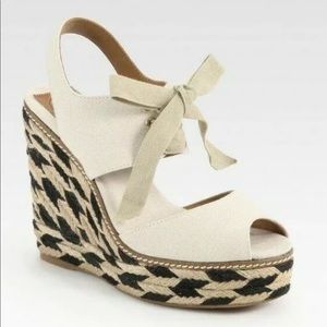 Tory Burch Cream and Black Wedges